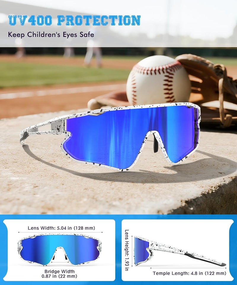 QALLY Store 3PACK Kids Sunglasses Youth Baseball Sunglasses for Boys Girls Age 4-14, Softball Cycling UV400 Protection Sports - Image 3